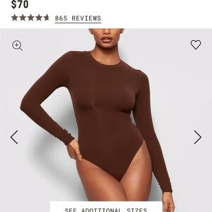 Skims Brown Long Sleeve Bodysuit